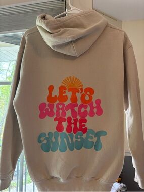 Graphic Hoodie "Let's Watch the Sunset" - Beige
